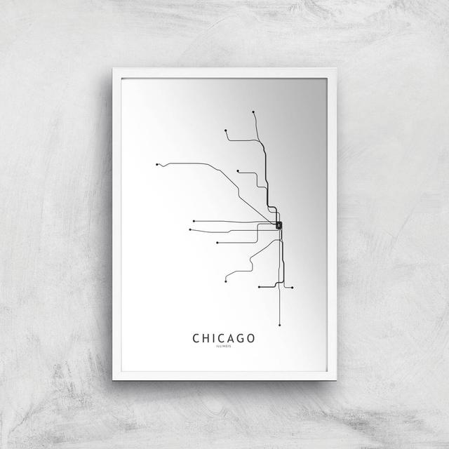 Chicago Tram Lines Giclee Art Print - A2 - White Frame on Productcaster.