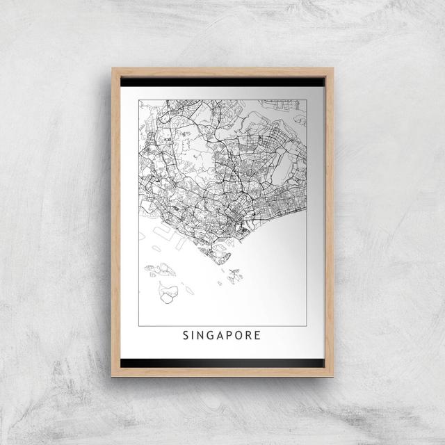 Singapore Light City Map Giclee Art Print - A2 - Wooden Frame on Productcaster.