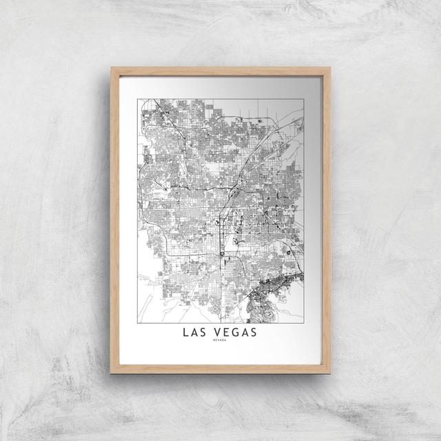 Las Vegas Light City Map Giclee Art Print - A2 - Wooden Frame on Productcaster.