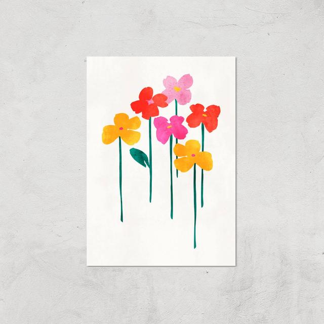 Kubistika Happy Little Flowers Giclee Art Print - A4 - Print Only on Productcaster.