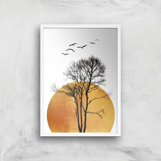 Kubistika Winter Sunrise Giclee Art Print - A2 - White Frame on Productcaster.