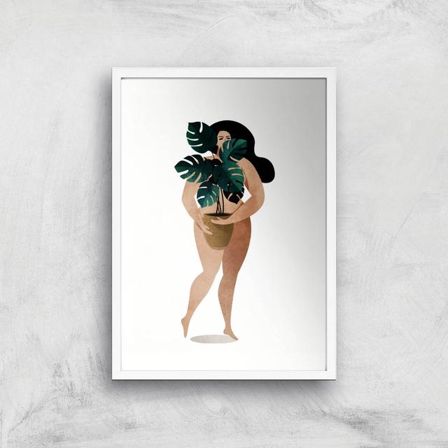 Kubistika Nude With Plant Giclee Art Print - A2 - White Frame on Productcaster.