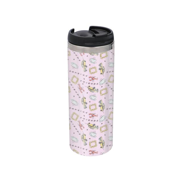 Friends Pattern Warm Tone Stainless Steel Thermo Travel Mug - Metallic Finish on Productcaster.