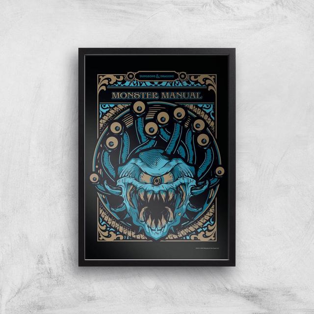 Dungeons & Dragons Monster Manual Giclee Art Print - A4 - Black Frame on Productcaster.