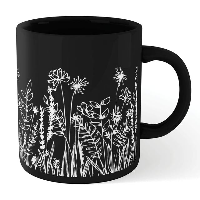 Wild Flower Outline Mug - Black Schwarz on Productcaster.