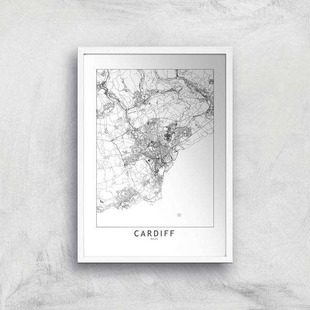 Cardiff City Map Giclee Art Print - A3 - White Frame on Productcaster.