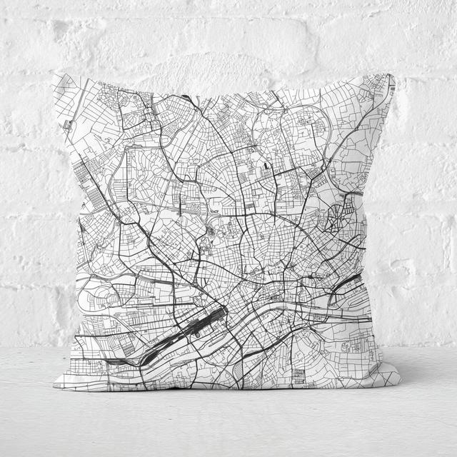 Frankfurt City Map Square Cushion - 40x40cm - Soft Touch on Productcaster.