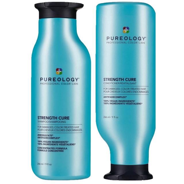 Pureology Strength Cure Shampoo and Conditioner Bundle for Damaged Hair, Sulphate Free for a Gentle Cleanse with Vegan Formulas on Productcaster.