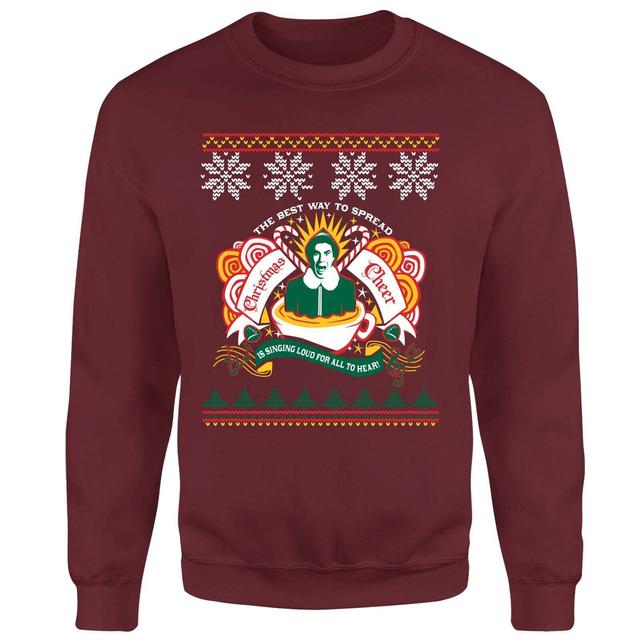 Elf Christmas Cheer Christmas Jumper - Burgundy - S - Burgundy on Productcaster.