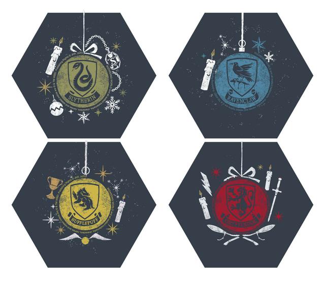 Harry Potter Hogwarts Houses Christmas Hexagonal Coaster Set on Productcaster.