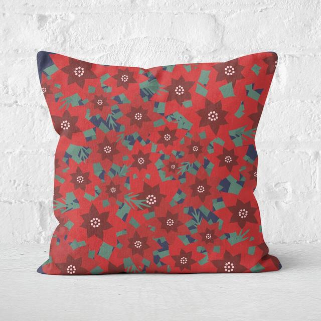 Christmas Floral Square Cushion - 50x50cm - Soft Touch on Productcaster.