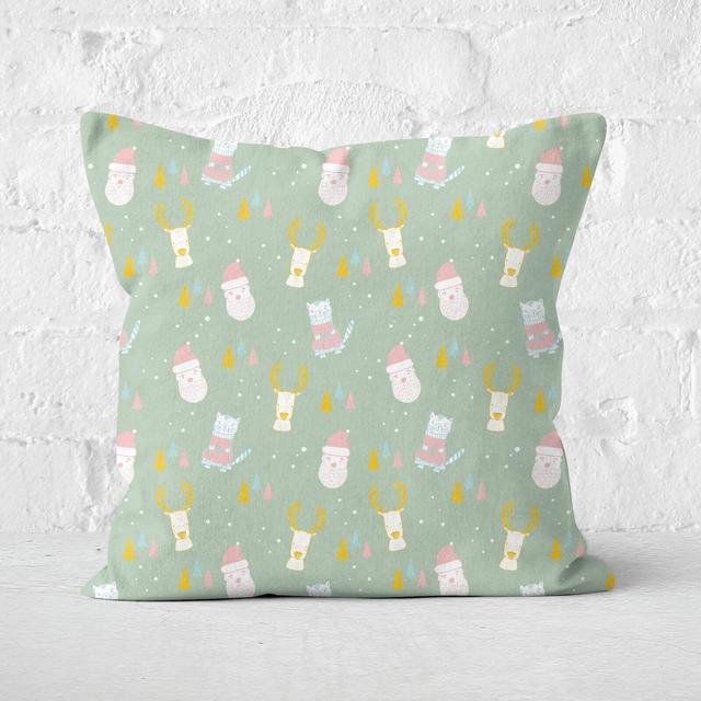 Christmas Print Square Cushion - 60x60cm - Soft Touch on Productcaster.