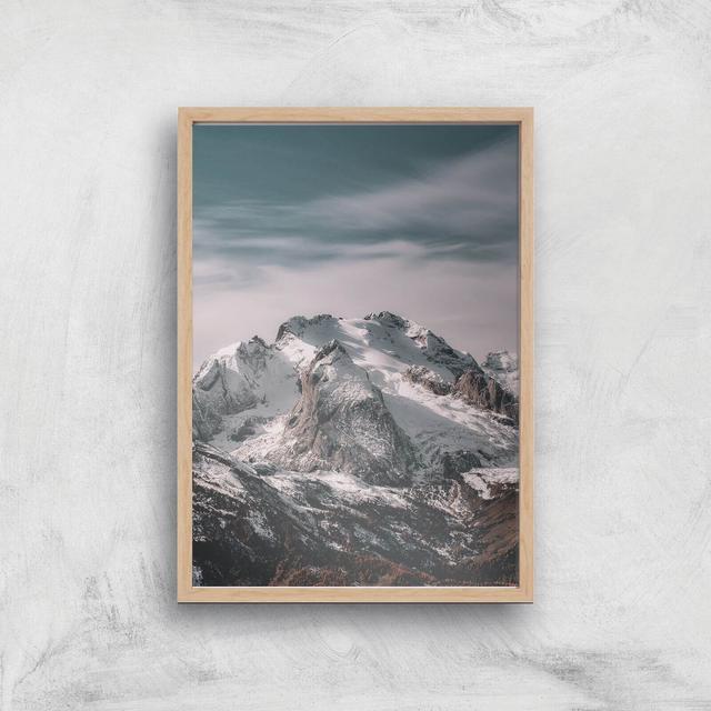 Snowy Mountain Giclee Art Print - A2 - Wooden Frame on Productcaster.