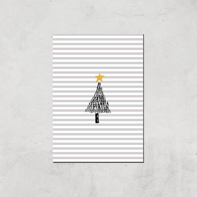 Stripe Christmas Tree Giclee Art Print - A4 - Print Only on Productcaster.