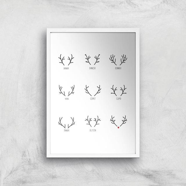 Antlers Giclee Art Print - A2 - White Frame on Productcaster.