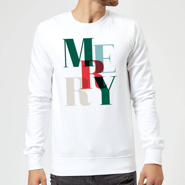 Graphic Merry Sweatshirt - White - XXL - Weiß on Productcaster.