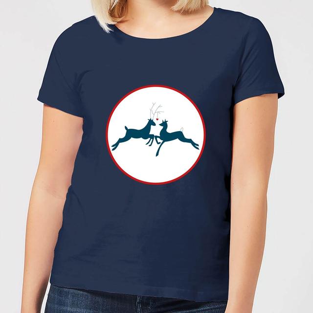 Reindeer Kisses Women's T-Shirt - Navy - XXL - Marineblau on Productcaster.