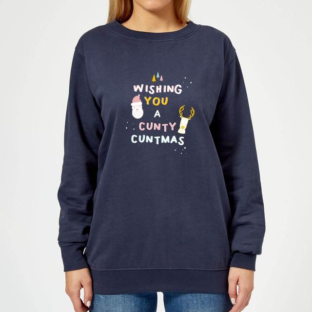 Wishing You A Cunty Christmas Women's Sweatshirt - Navy - L - Marineblau on Productcaster.