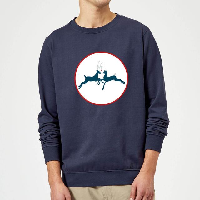 Reindeer Kisses Sweatshirt - Navy - XL - Marineblau on Productcaster.