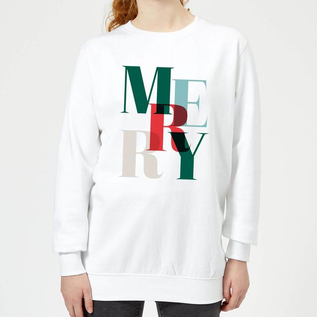 Graphic Merry Women's Sweatshirt - White - M - Weiß on Productcaster.