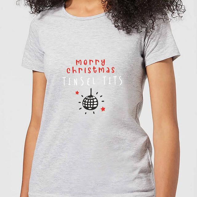 Disco Merry Christmas Tinsel Tits Women's T-Shirt - Grey - L - Grau on Productcaster.