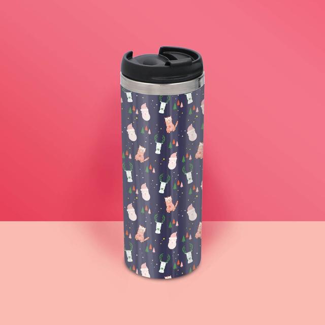 Reindeer Pattern Stainless Steel Thermo Travel Mug on Productcaster.