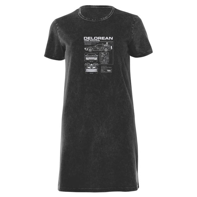 Back To The Future Delorean Women's T-Shirt Dress - Black Acid Wash - S - Black Acid Wash on Productcaster.