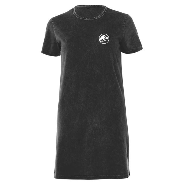 Jurassic Park White Women's T-Shirt Dress - Black Acid Wash - L - Black Acid Wash on Productcaster.