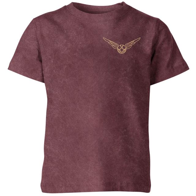 Harry Potter Snitch Kids' T-Shirt - Burgundy Acid Wash - 7-8 Jahre - Burgundy Acid Wash on Productcaster.