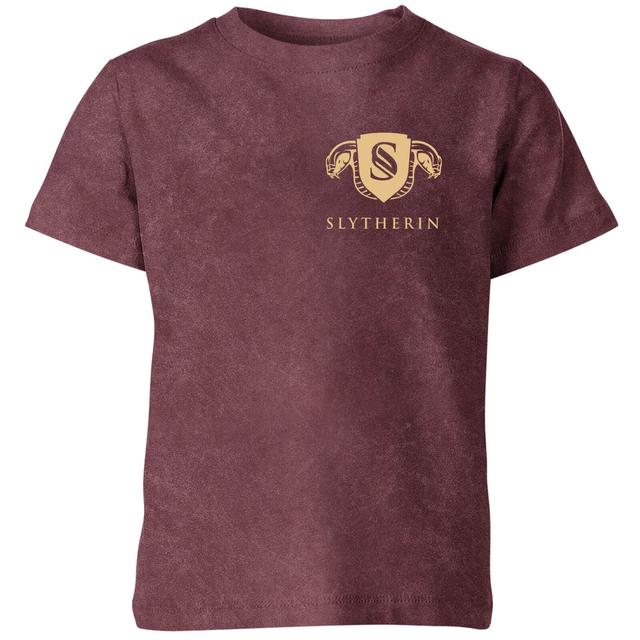 Harry Potter Slytherin Kids' T-Shirt - Burgundy Acid Wash - 5-6 Jahre - Burgundy Acid Wash on Productcaster.