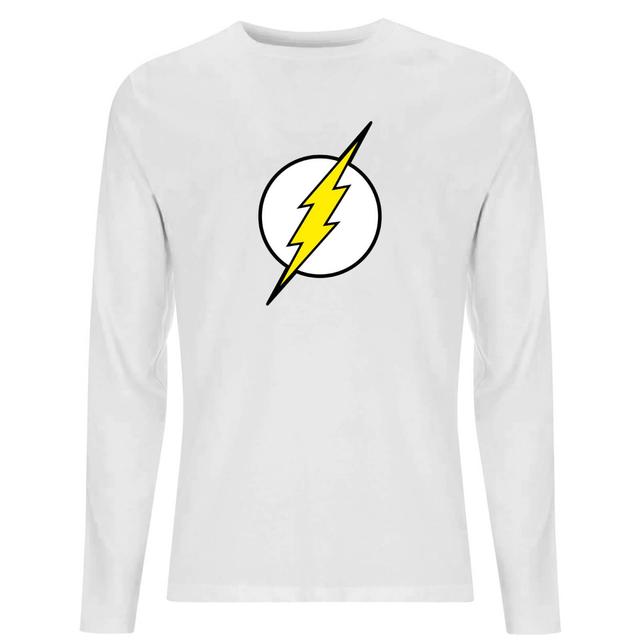 DC Justice League Core Flash Logo Unisex Long Sleeve T-Shirt - White - XXL - White on Productcaster.