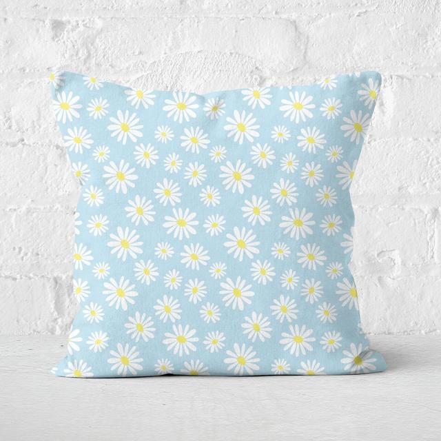 Blue Daisy Pattern Square Cushion - 60x60cm - Soft Touch on Productcaster.