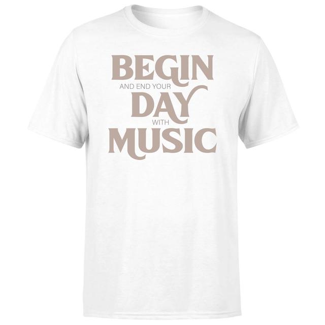 Begin And End Your Day With Music Men's T-Shirt - White - XXL - Weiß on Productcaster.