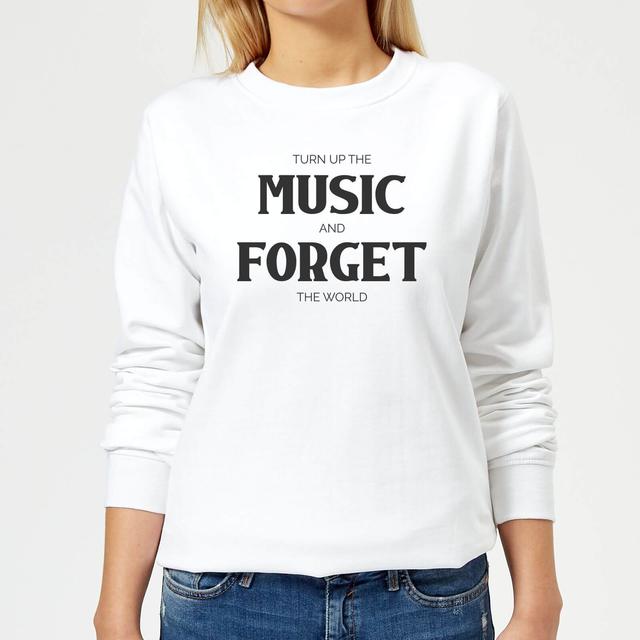 Turn Up The Music And Forget The World Women's Sweatshirt - White - XXL - Weiß on Productcaster.