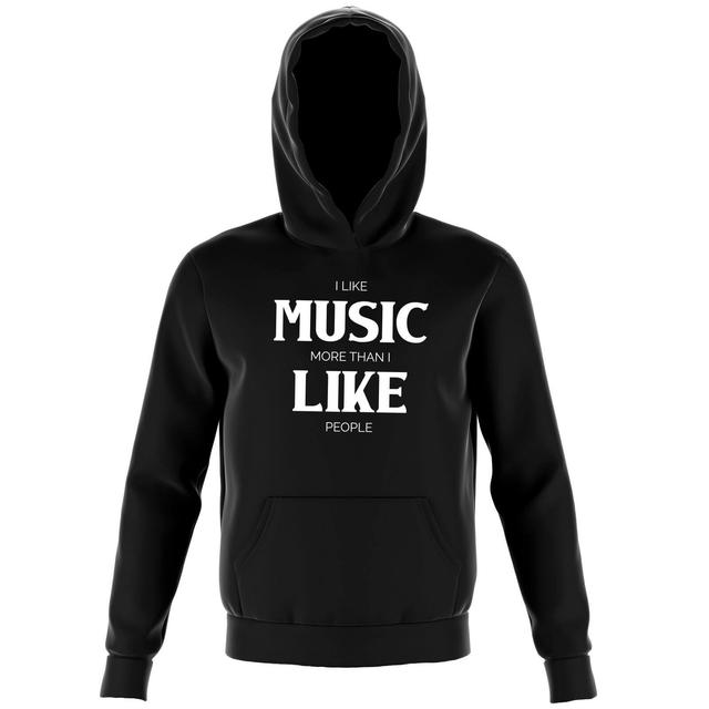 I Like Music More Than I Like People Kids' Hoodie - Black - 3-4 Jahre - Schwarz on Productcaster.