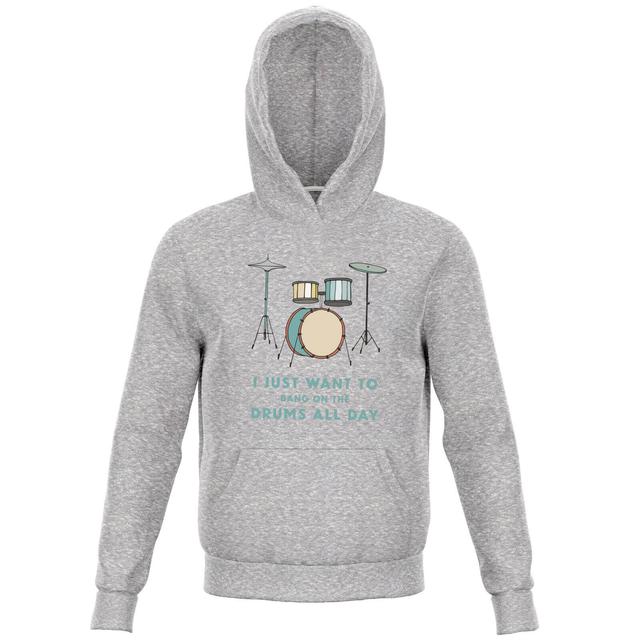 I Just Want To Bang On The Drums All Day Kids' Hoodie - Grey - 9-10 Jahre on Productcaster.