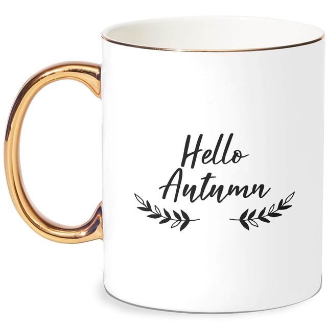 Hello Autumn Wreath Bone China Gold Handle Mug on Productcaster.