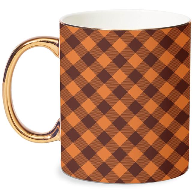 Orange Tartan Mug - White/Gold on Productcaster.