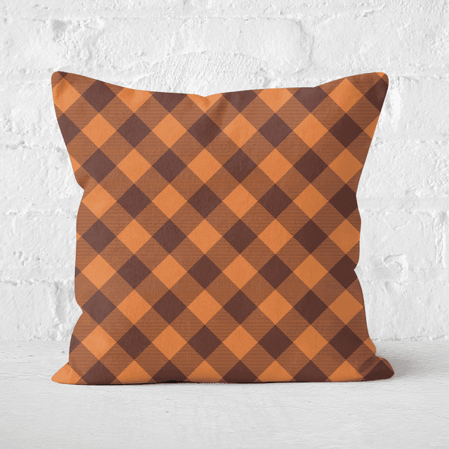 Orange Tartan Square Cushion - 60x60cm - Soft Touch on Productcaster.