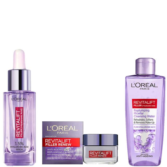 L'Oréal Paris Revitalift Filler Hyaluronic Serum, Day Cream and Micellar Water Bundle on Productcaster.