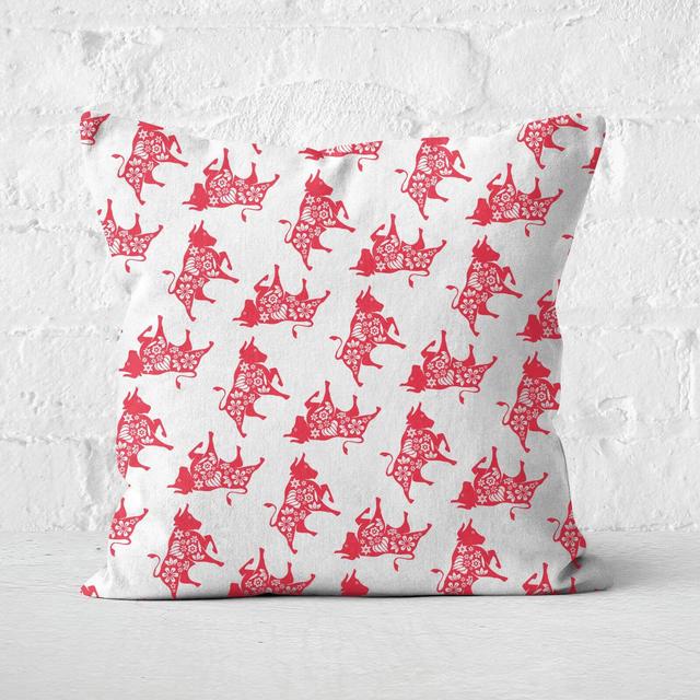 Ox All Over White Square Cushion - 40x40cm - Soft Touch on Productcaster.