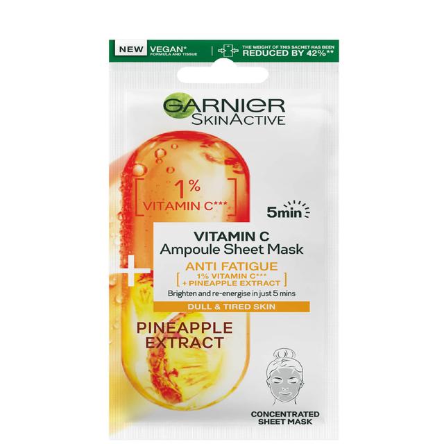 Garnier SkinActive Anti Fatigue Ampoule Sheet Mask - Pineapple and 1% Vitamin C 15g on Productcaster.