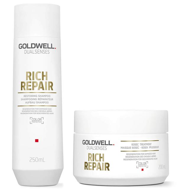 Goldwell Dualsenses Rich Repair Shampoo And 60 Second Treatment Mask Duo For Dry To Severely Damaged Hair (Worth £33.65) on Productcaster.