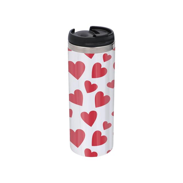 Hearts Stainless Steel Thermo Travel Mug - Metallic Finish on Productcaster.