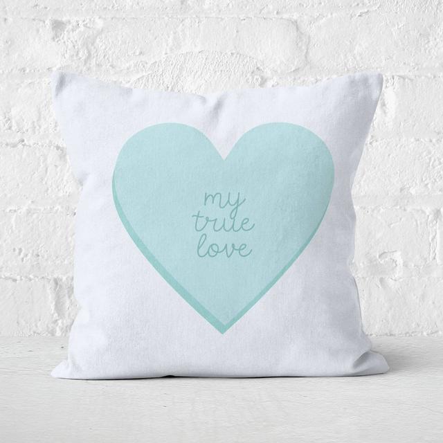 My True Love Blue Heart Square Cushion - 40x40cm - Soft Touch on Productcaster.