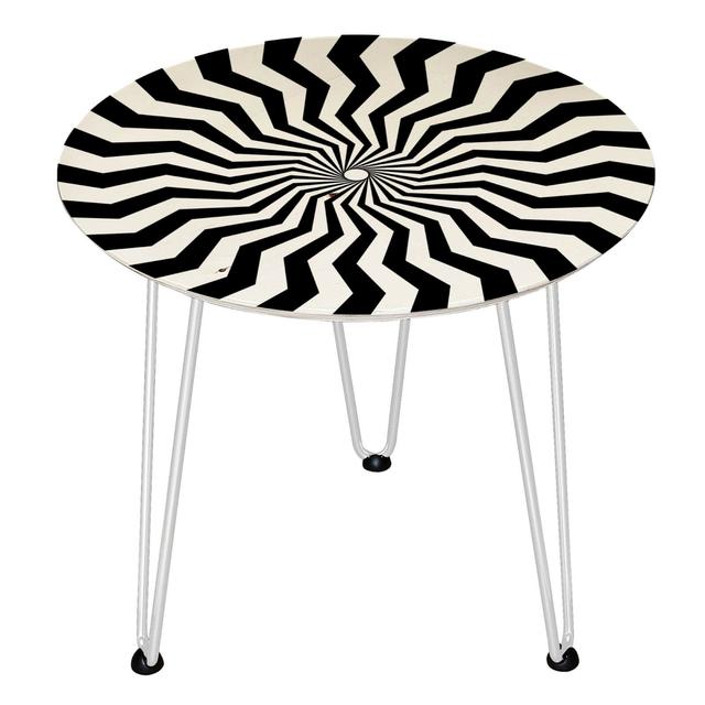 Decorsome Geometric Swirl Wooden Side Table - White on Productcaster.