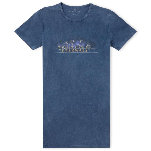 Marvel Eternals Gold Rings Women's T-Shirt Dress - Navy Acid Wash - XS on Productcaster.