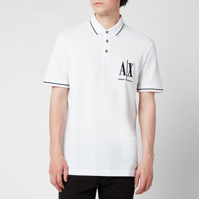 Armani Exchange Men's AX Logo Tipped Polo Shirt - White - S on Productcaster.