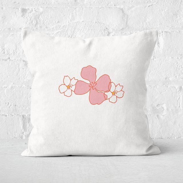 Retro Flower Motif Square Cushion - 50x50cm - Soft Touch on Productcaster.