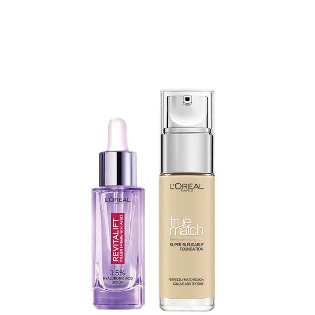 L’Oreal Paris Hyaluronic Acid Filler Serum and True Match Hyaluronic Acid Foundation Duo (Various Shades) - 1W Golden Ivory on Productcaster.